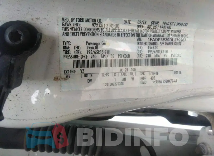 1FADP3E29DL279287 Photo# 9
