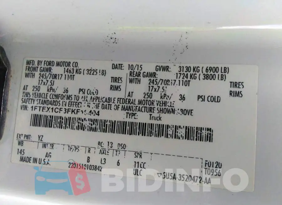1FTEX1CF3FKF19404 Photo# 9