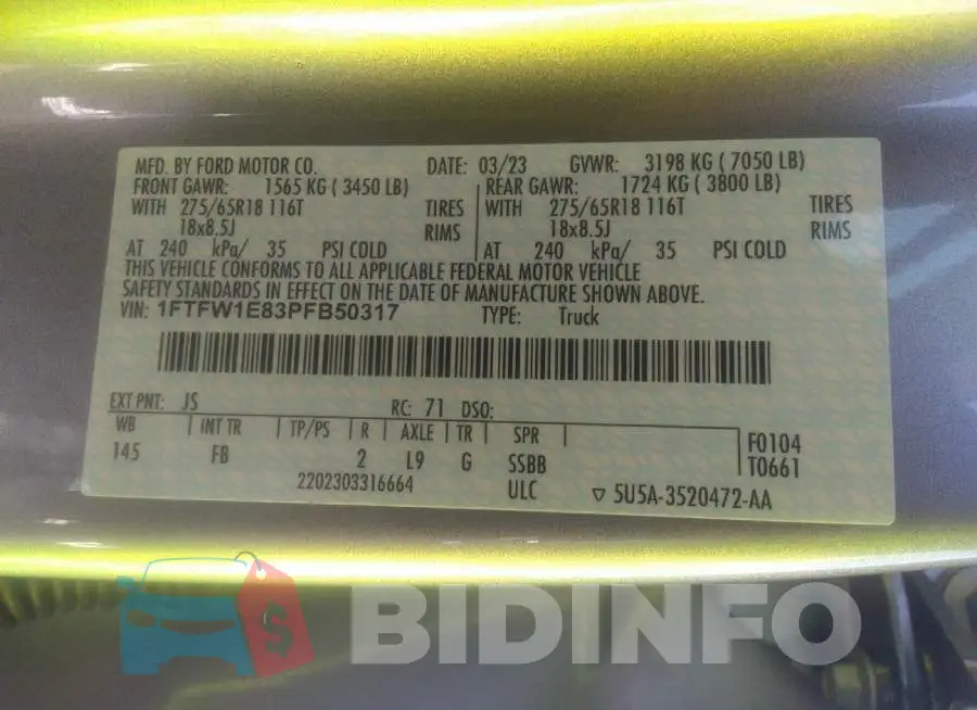 1FTFW1E83PFB50317 Photo# 9