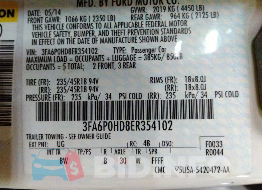3FA6P0HD8ER354102 Photo# 9