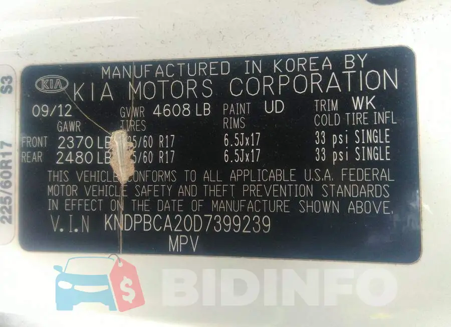 KNDPBCA20D7399239 Photo# 9