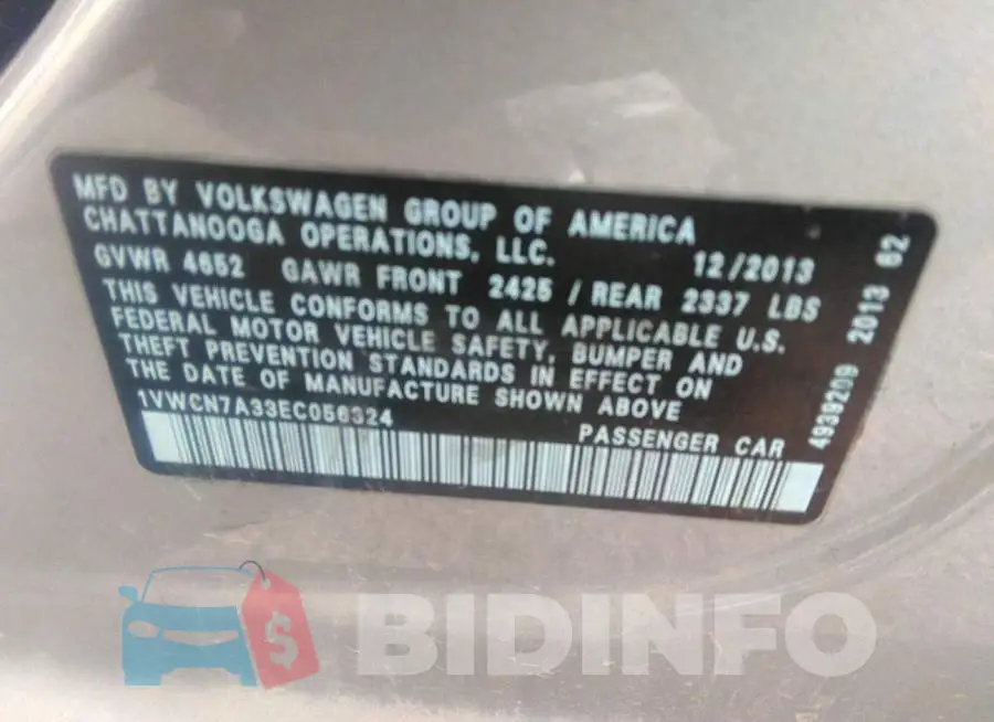 1VWCN7A33EC056324 Photo# 9