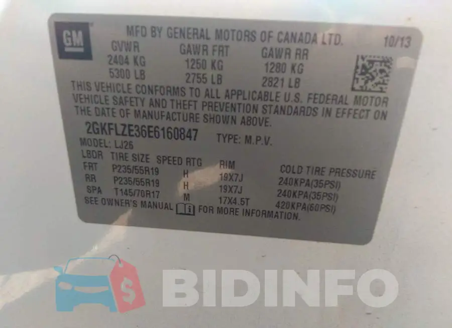 2GKFLZE36E6160847 Photo# 9