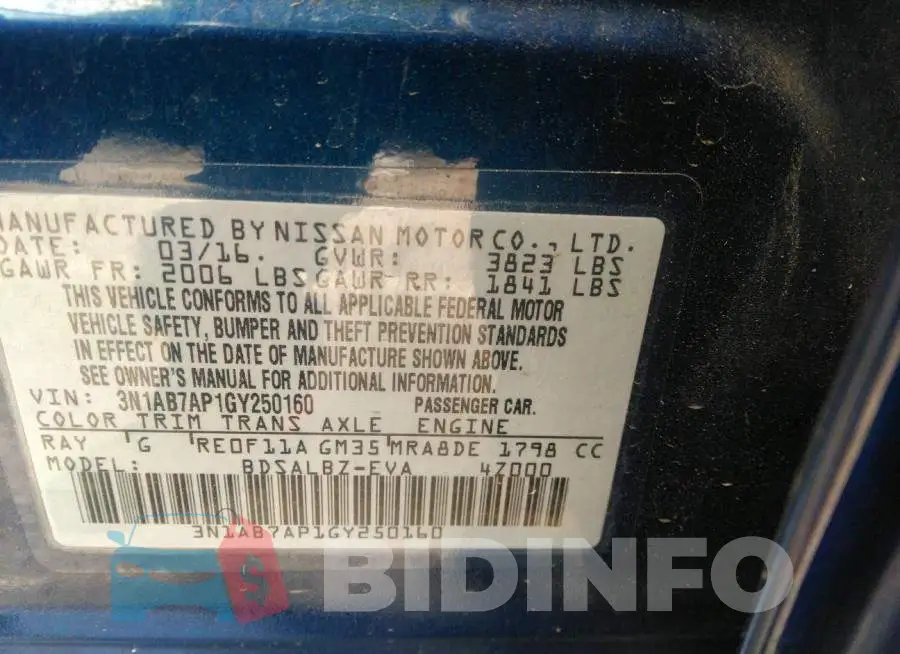 3N1AB7AP1GY250160 Photo# 9
