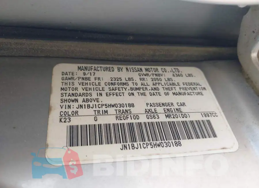 JN1BJ1CP5HW030188 Photo# 9