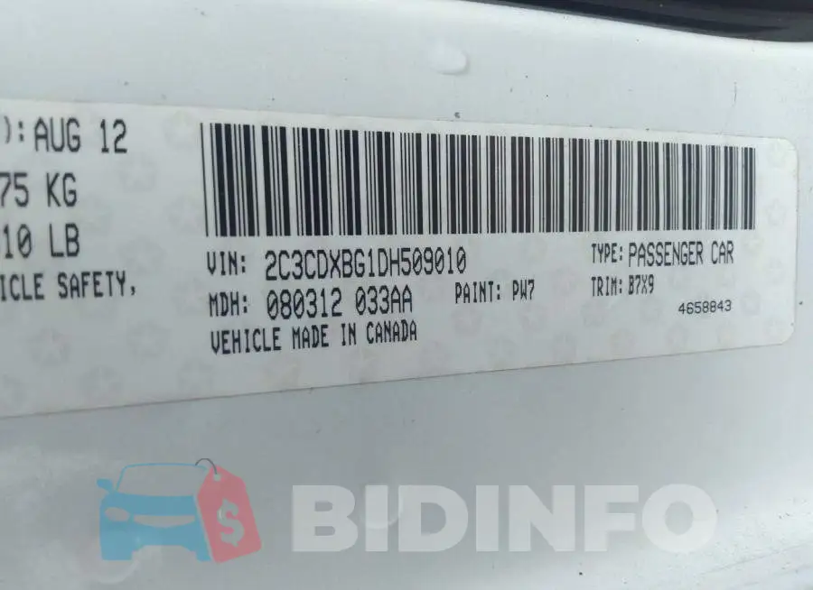 2C3CDXBG1DH509010 Photo# 9