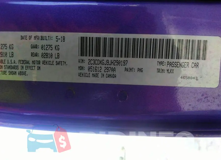 2C3CDXGJ9JH290197 Photo# 9