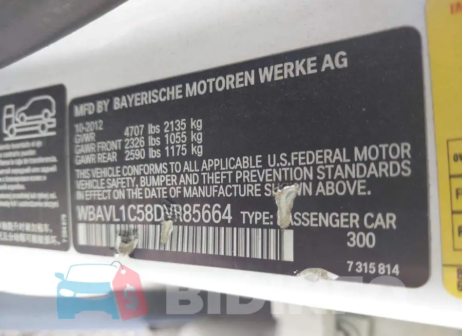 WBAVL1C58DVR85664 Photo# 9
