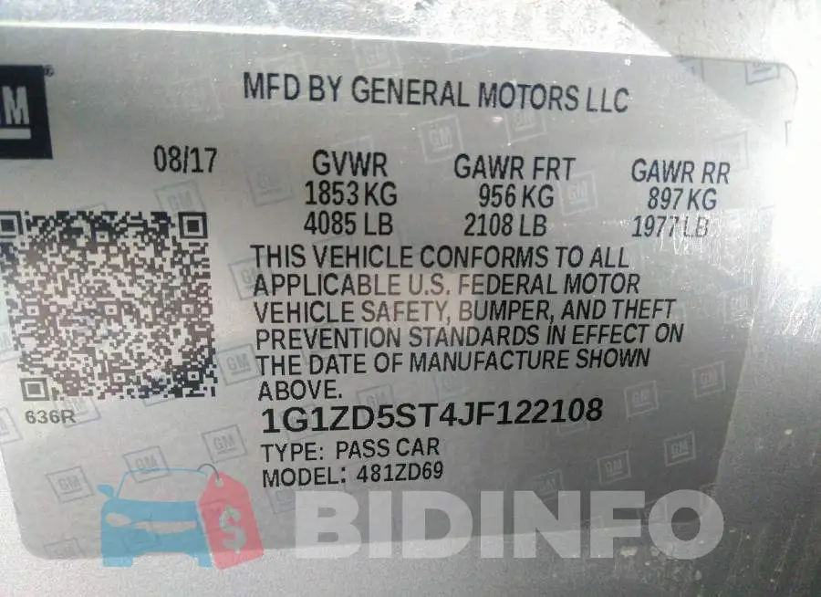 1G1ZD5ST4JF122108 Photo# 9