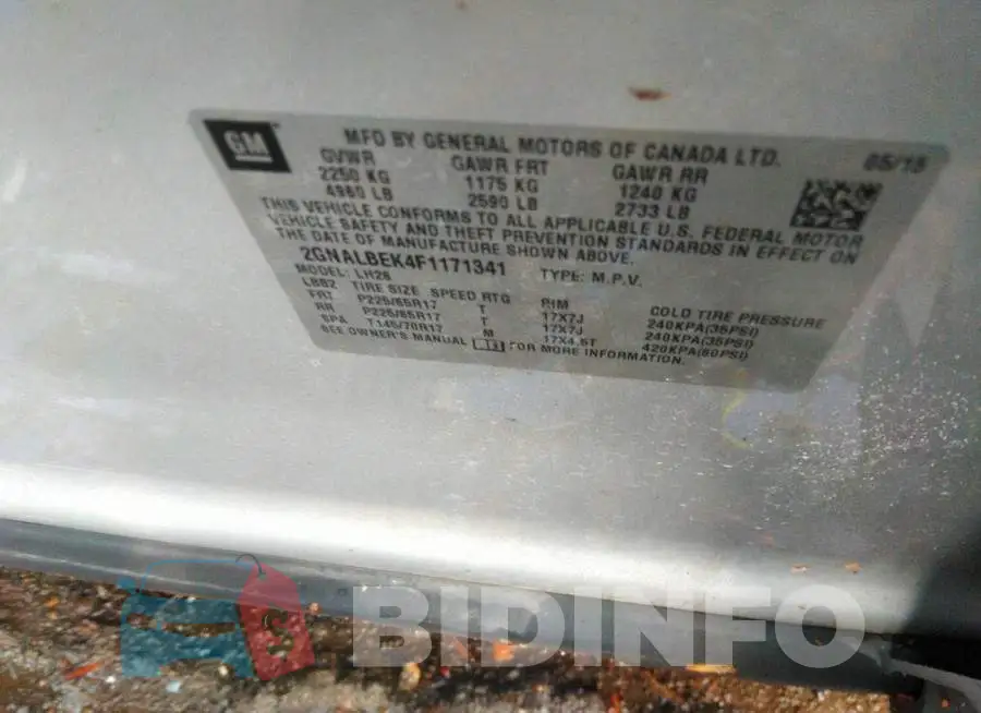 2GNALBEK4F1171341 Photo# 9
