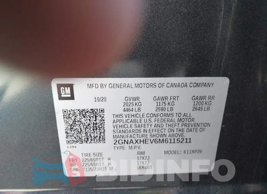 2GNAXHEV6M6115211 Photo# 9