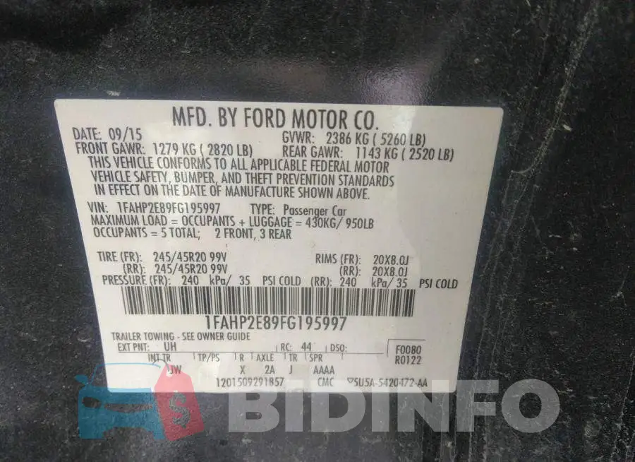 1FAHP2E89FG195997 Photo# 9