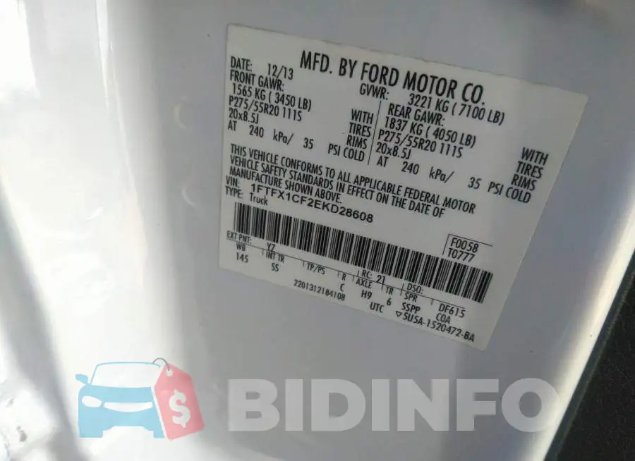 1FTFX1CF2EKD28608 Photo# 9