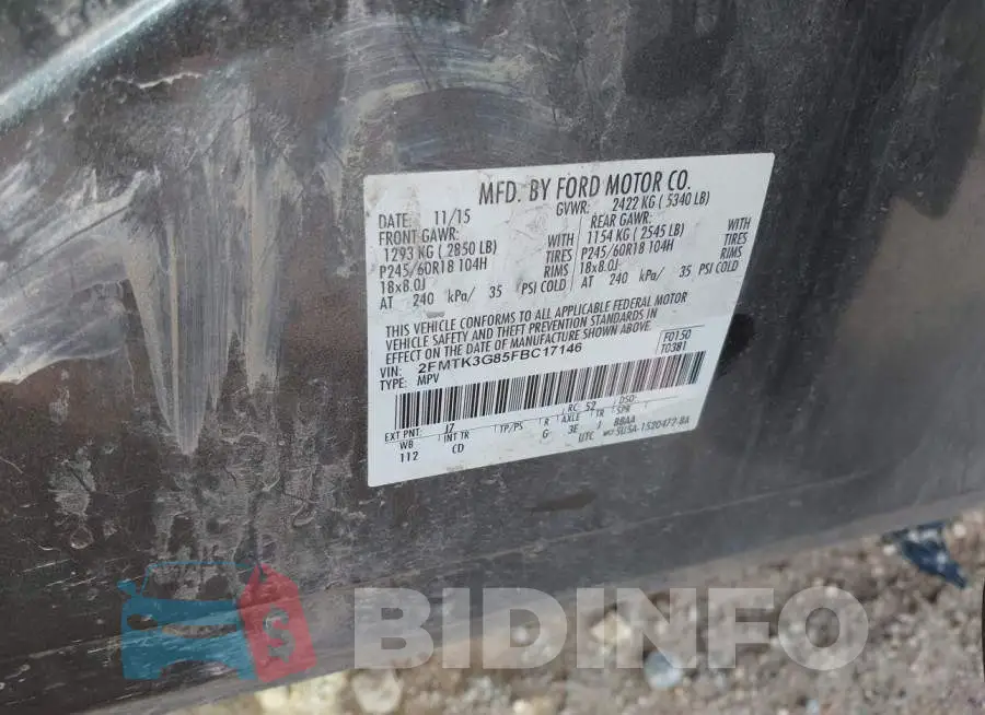 2FMTK3G85FBC17146 Photo# 9