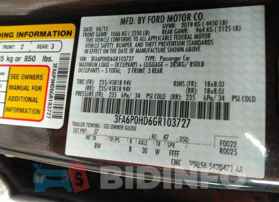 3FA6P0HD6GR103727 Photo# 9