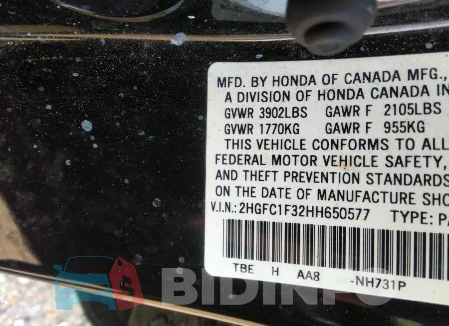 2HGFC1F32HH650577 Photo# 9