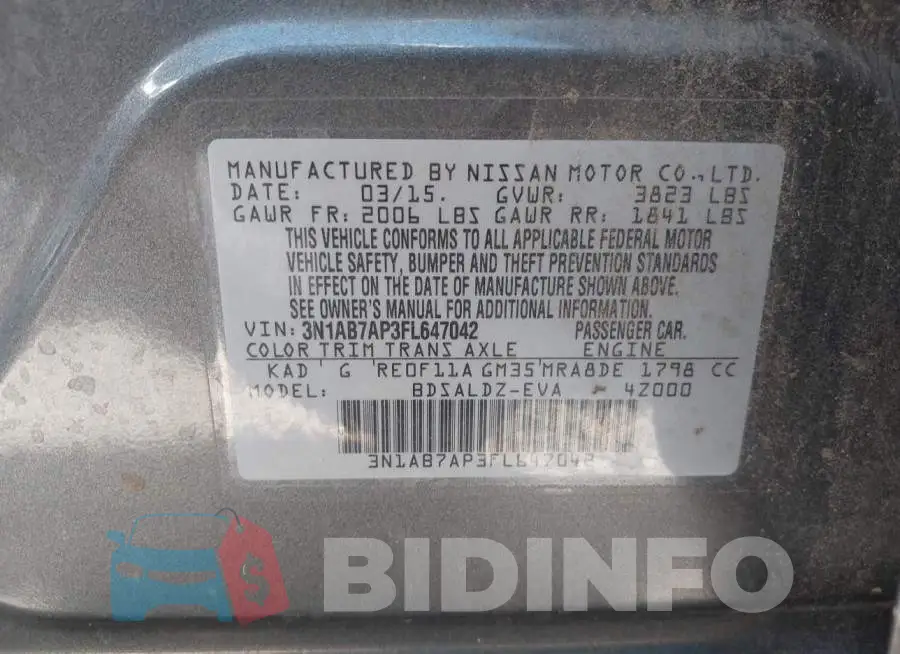 3N1AB7AP3FL647042 Photo# 9