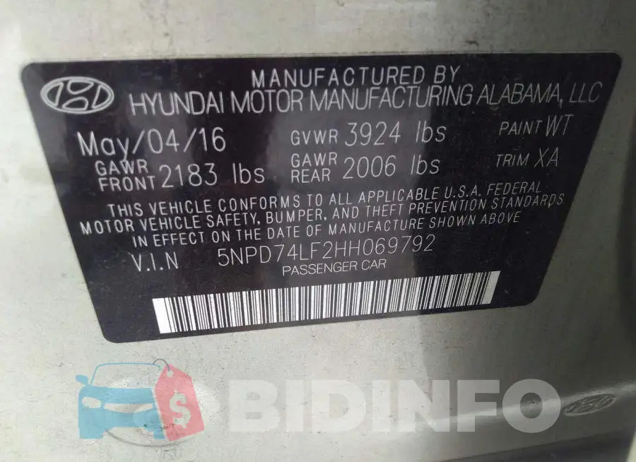 5NPD74LF2HH069792 Photo# 9