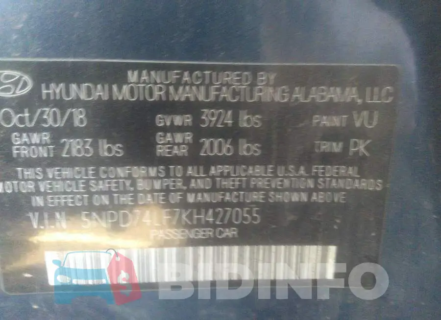 5NPD74LF7KH427055 Photo# 9