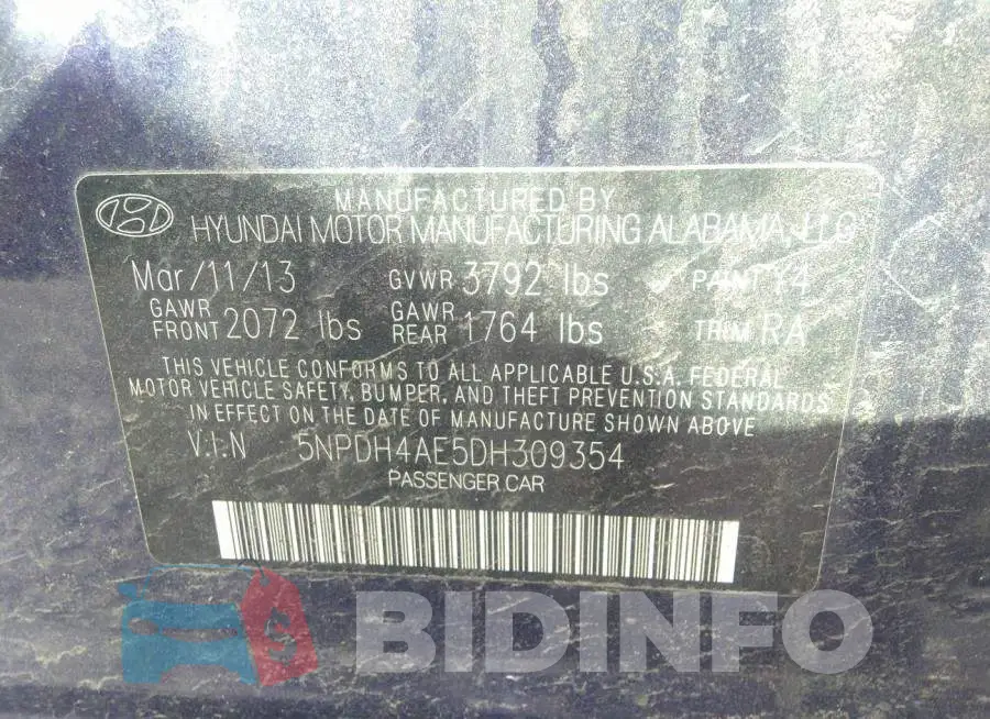 5NPDH4AE5DH309354 Photo# 9