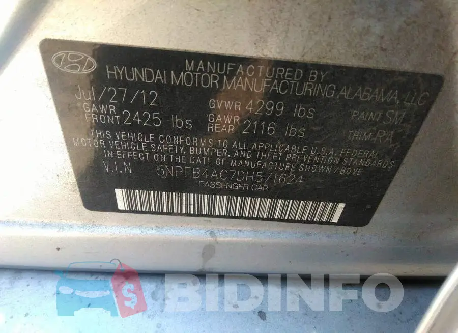 5NPEB4AC7DH571624 Photo# 9
