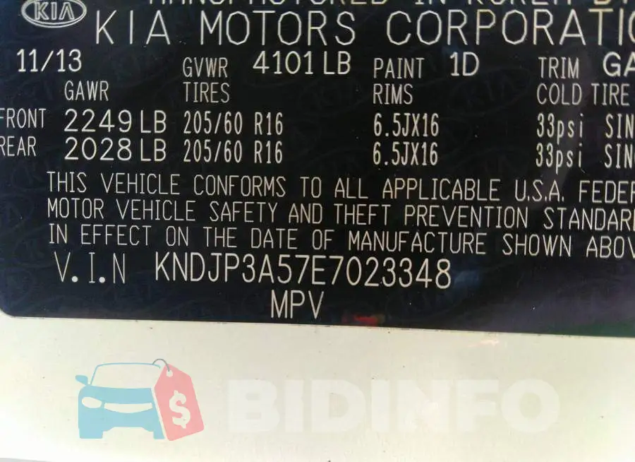 KNDJP3A57E7023348 Photo# 9