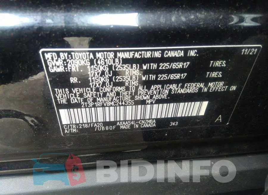 2T3P1RFV8MC244355 Photo# 9