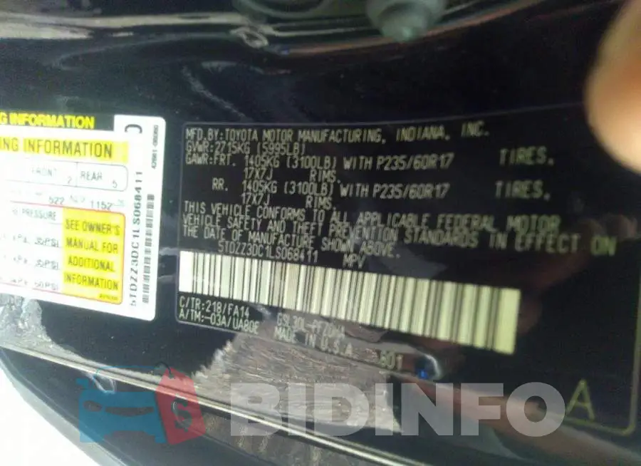 5TDZZ3DC1LS068411 Photo# 9