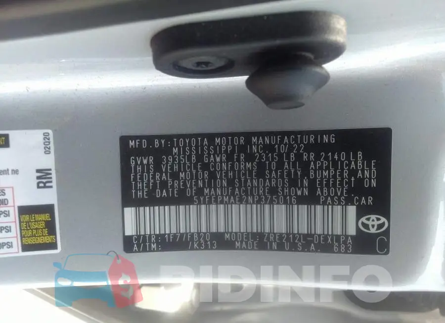 5YFEPMAE2NP375016 Photo# 9