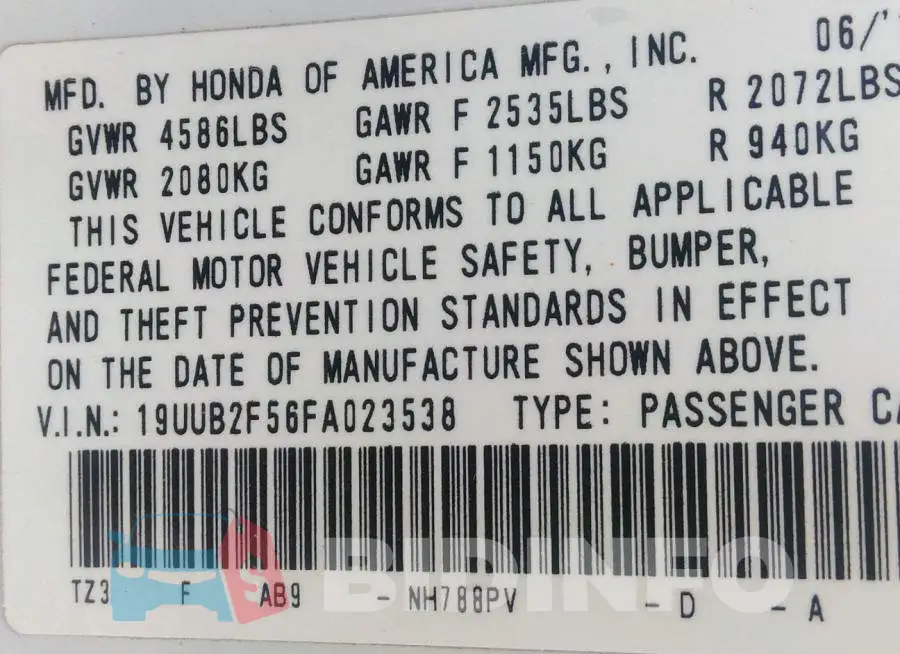 19UUB2F56FA023538 Photo# 9