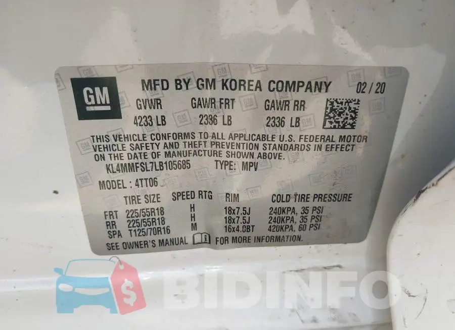 KL4MMFSL7LB105685 Photo# 9