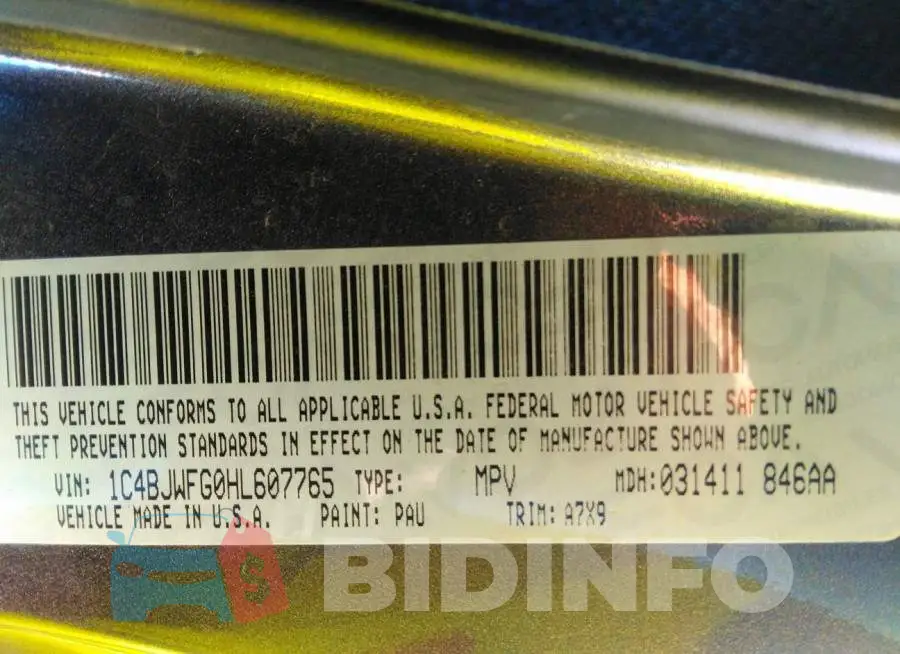 1C4BJWFG0HL607765 Photo# 9