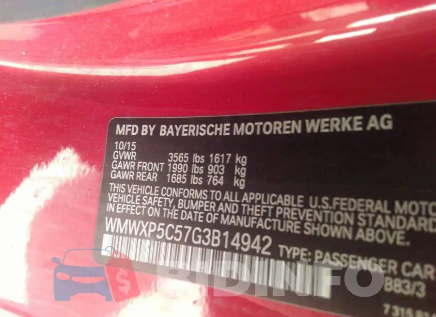 WMWXP5C57G3B14942 Photo# 9