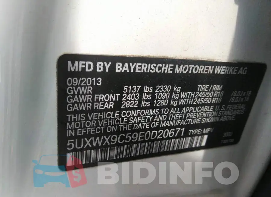5UXWX9C59E0D20671 Photo# 9