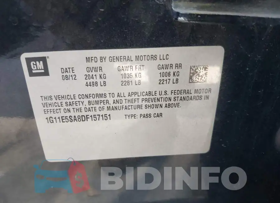 1G11E5SA8DF157151 Photo# 9