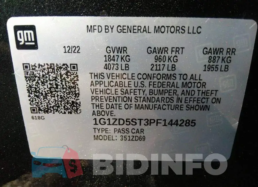 1G1ZD5ST3PF144285 Photo# 9