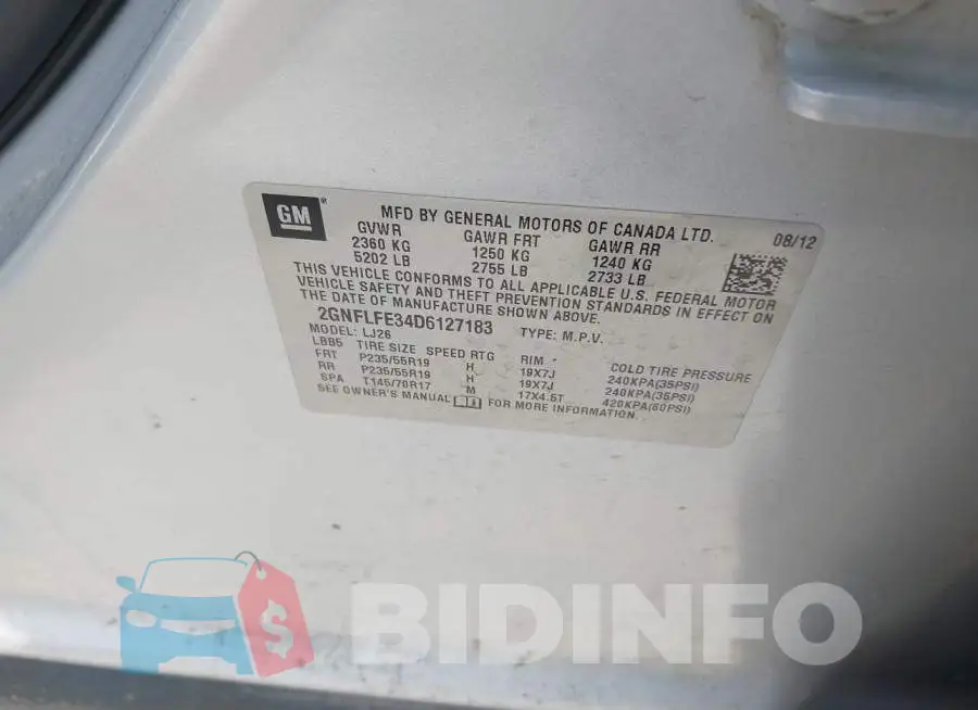2GNFLFE34D6127183 Photo# 9