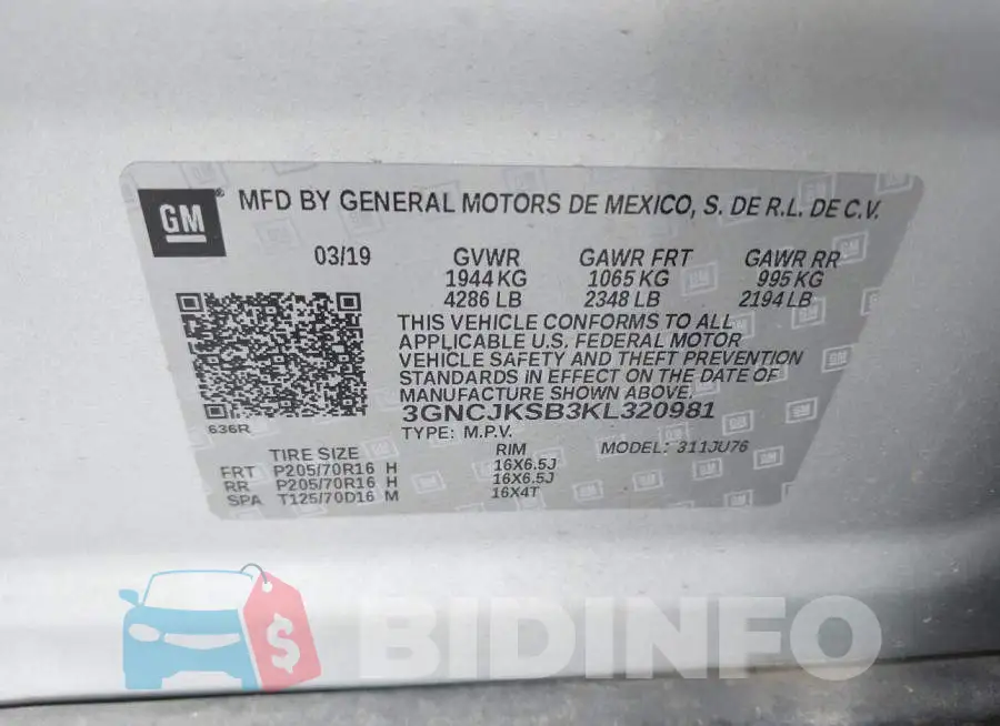3GNCJKSB3KL320981 Photo# 9