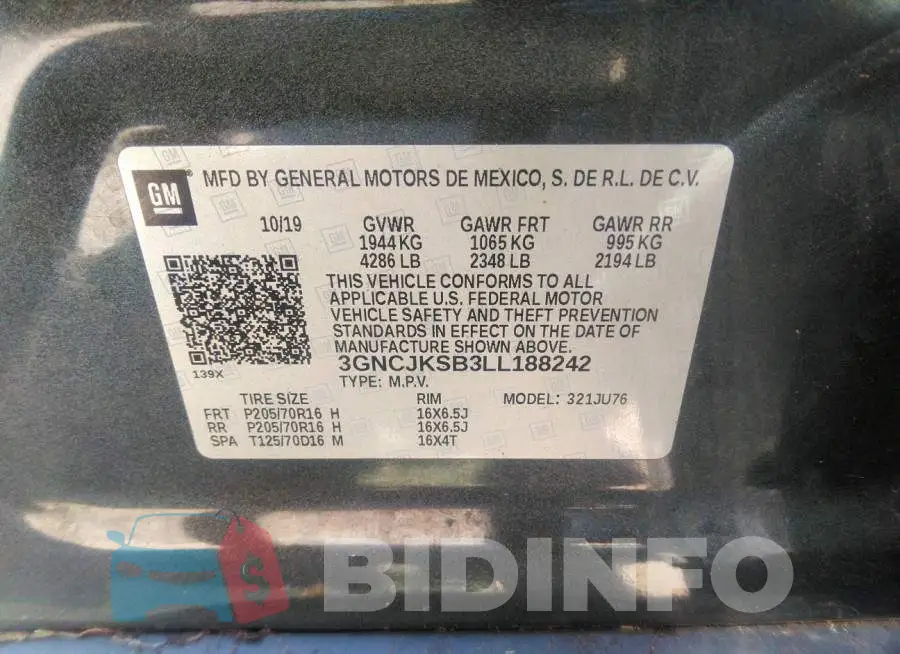 3GNCJKSB3LL188242 Photo# 9