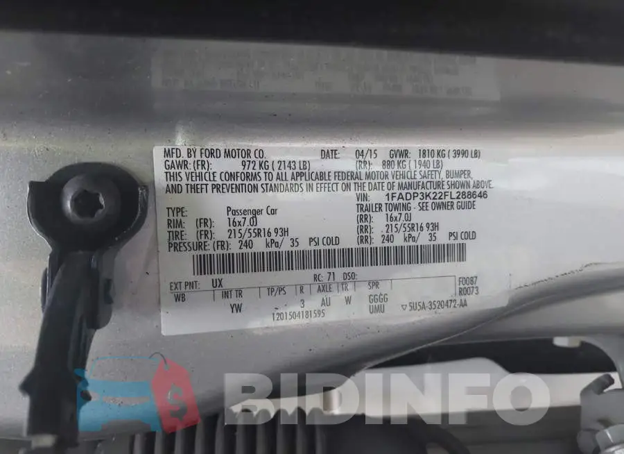 1FADP3K22FL288646 Photo# 9