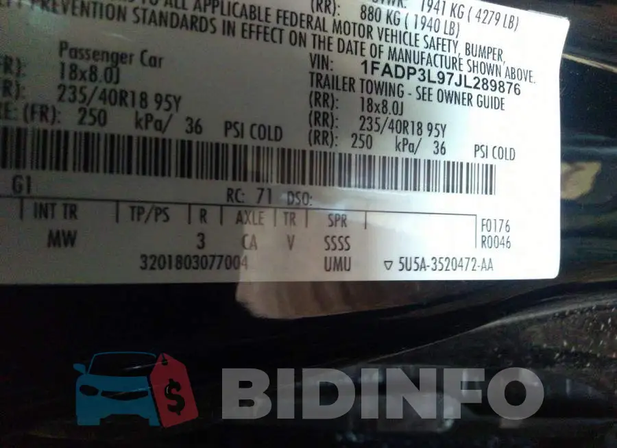 1FADP3L97JL289876 Photo# 9
