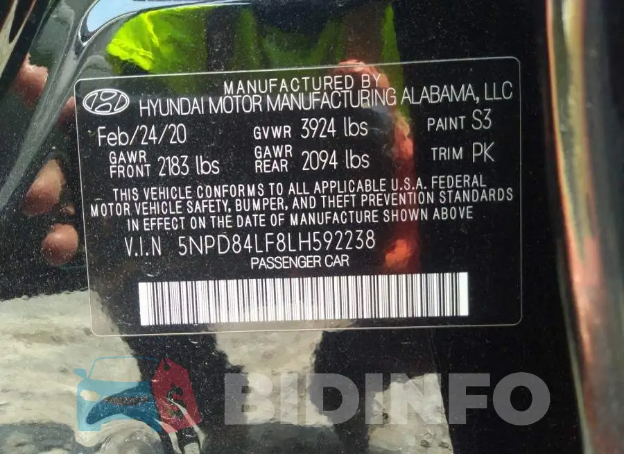 5NPD84LF8LH592238 Photo# 9
