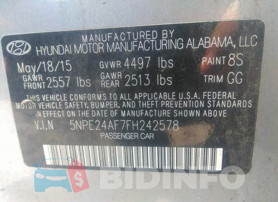 5NPE24AF7FH242578 Photo# 9