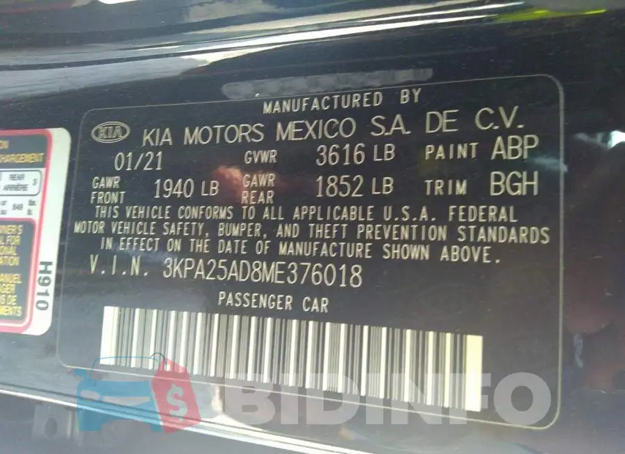 3KPA25AD8ME376018 Photo# 9