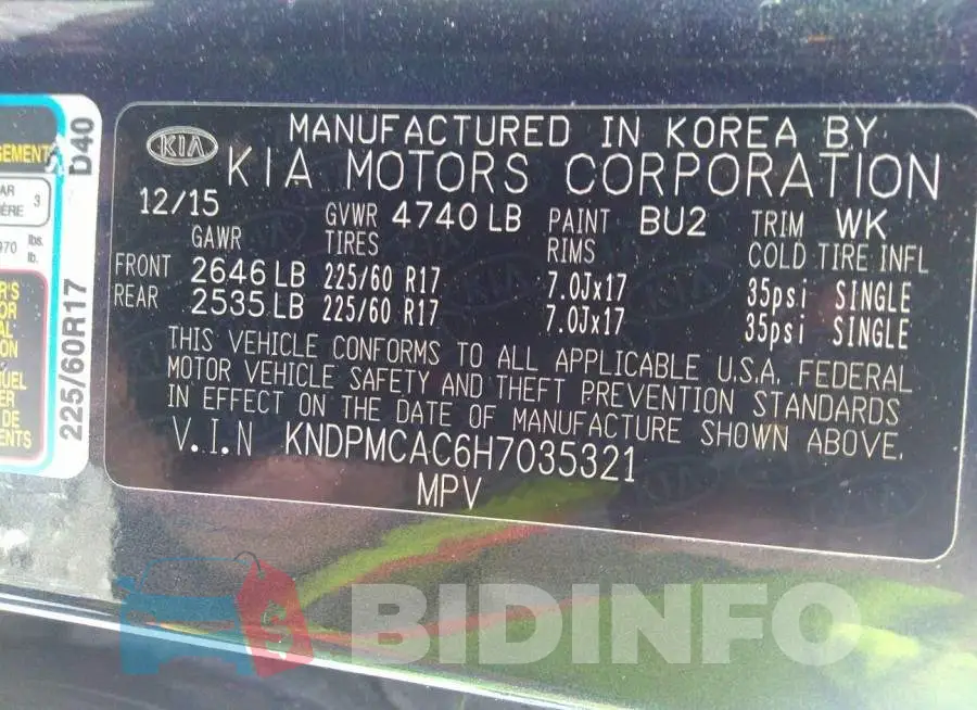 KNDPMCAC6H7035321 Photo# 9