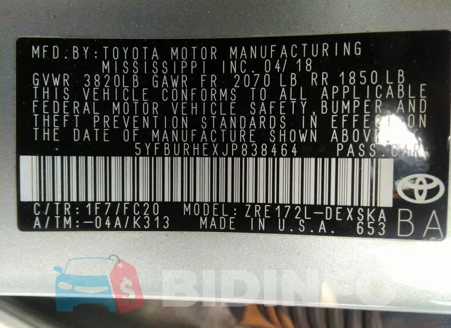5YFBURHEXJP838464 Photo# 9