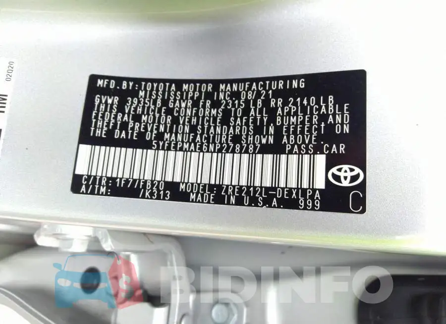 5YFEPMAE6NP278787 Photo# 9