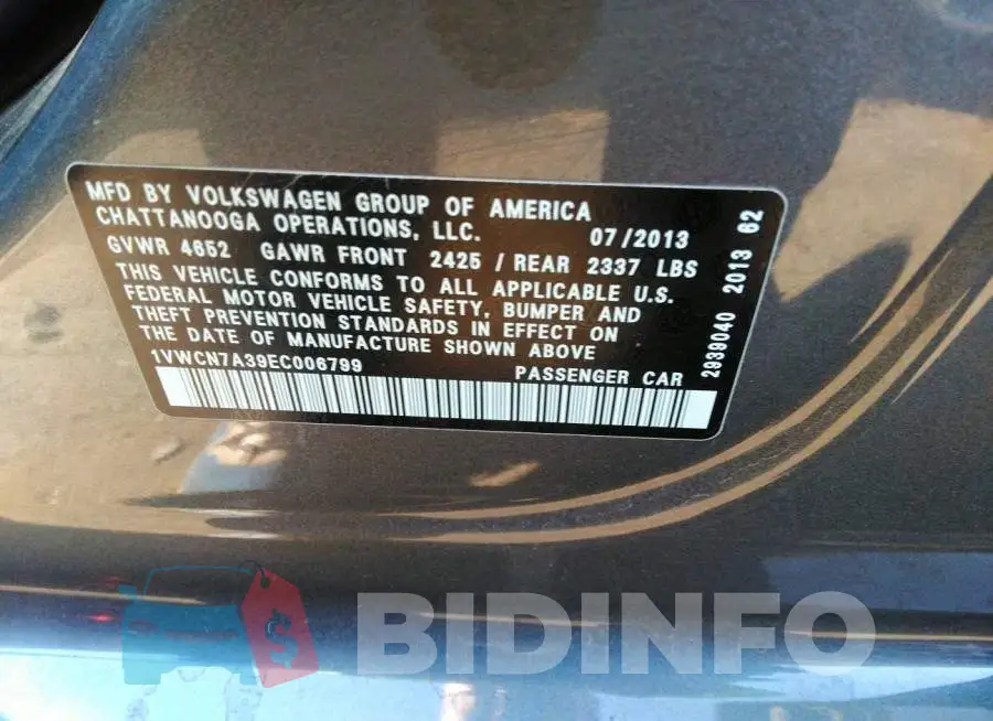 1VWCN7A39EC006799 Photo# 9