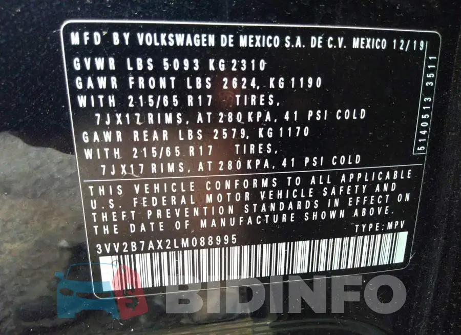 3VV2B7AX2LM088995 Photo# 9