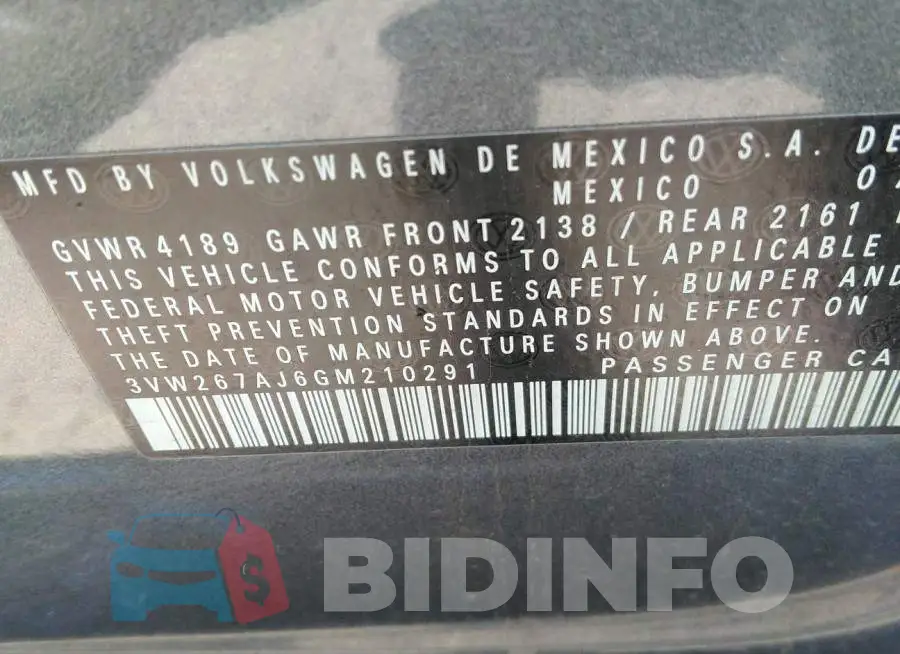 3VW267AJ6GM210291 Photo# 9